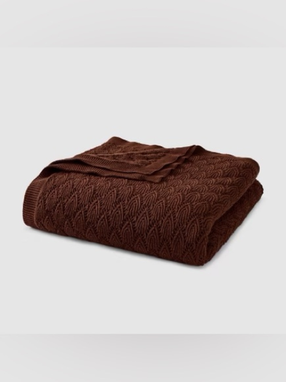 New Jeremiah Brent Home Pointelle Throw Blanket Chocolate Raisin 50x60”